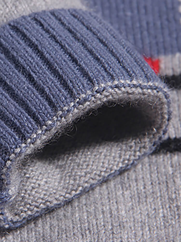 Boys Fun Excavator Knit Pattern 100% Cashmere Crew Neck Sweater